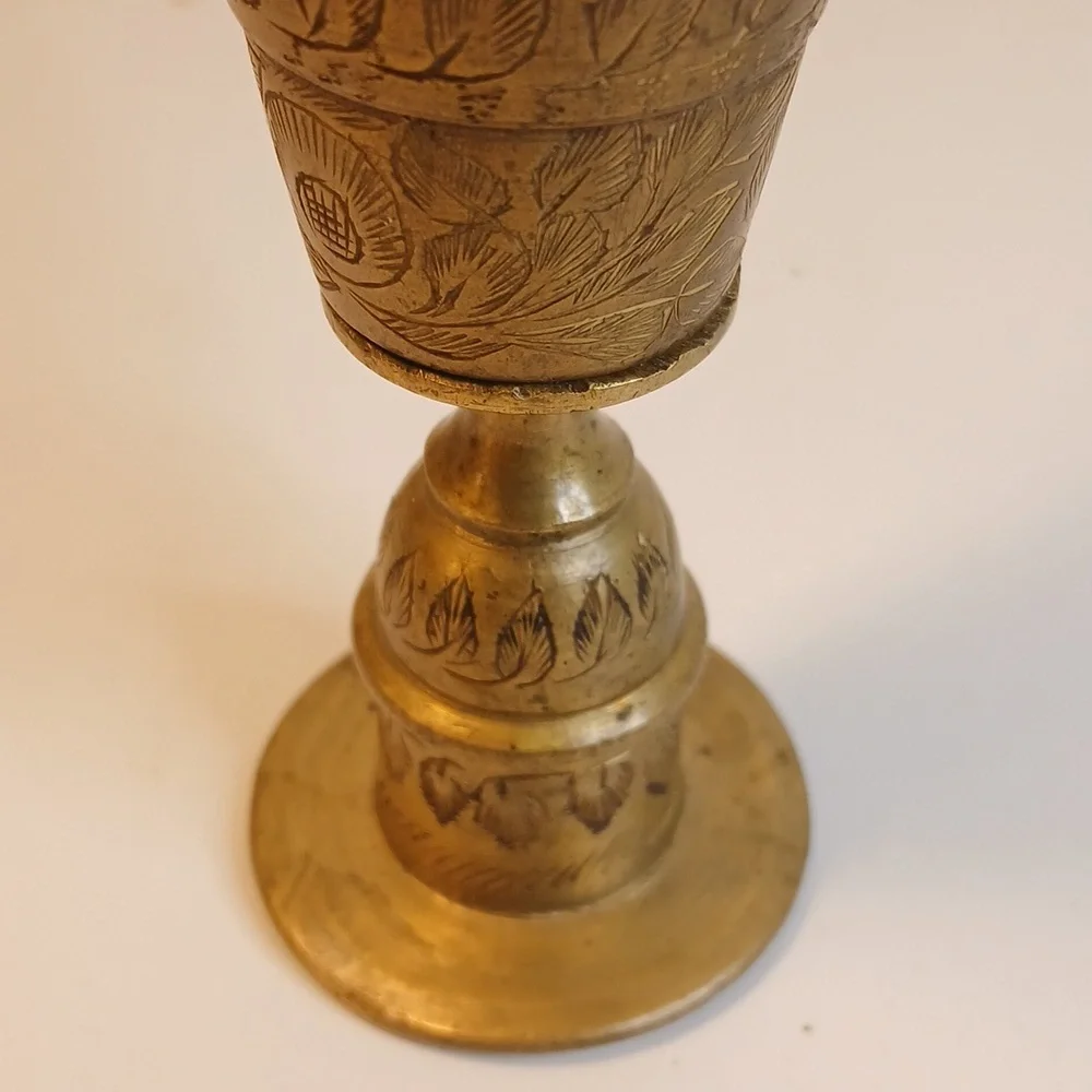 Antique Or Vintage Solid Brass Cone Shaped Bell Candle Holder